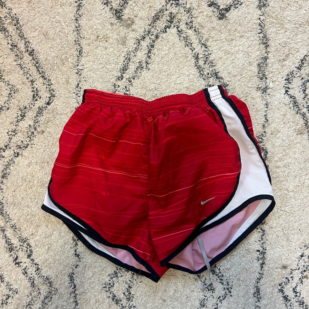 Nike Women's Red and White Athletic Shorts